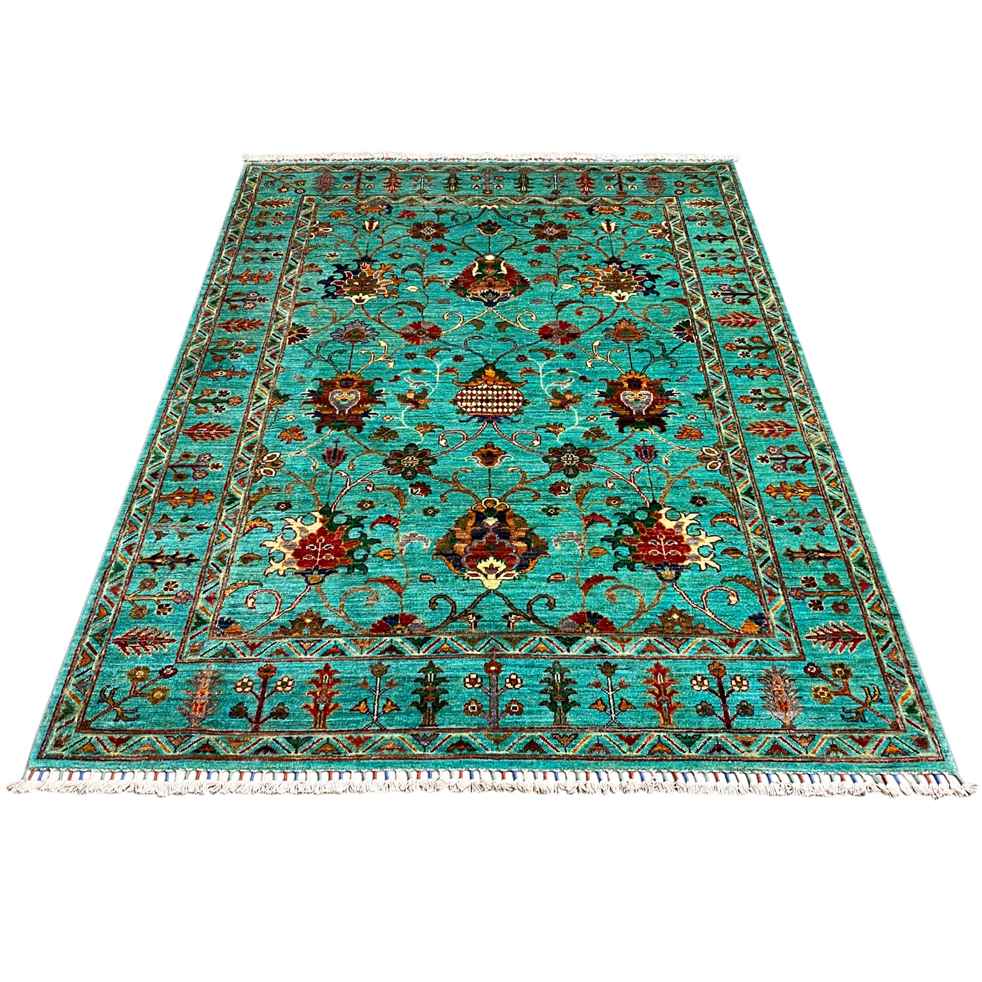 Türkiser Khorjin Teppich 197x158 cm - German Carpet Shop
