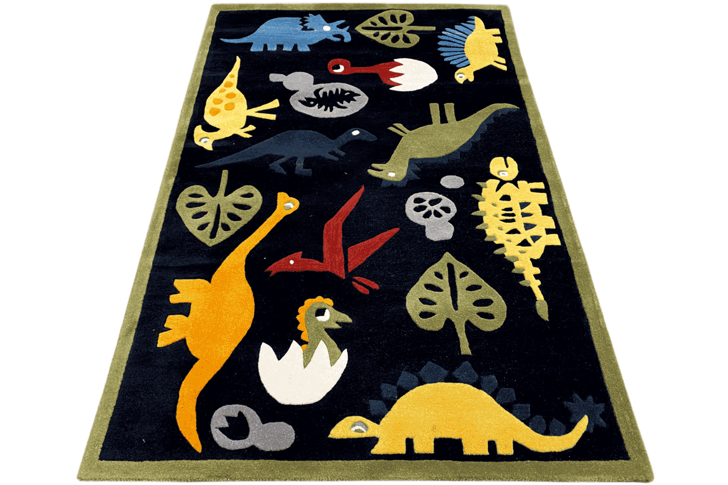 Handgetufteter Dinosaurier-Kinderteppich – Mehrfarbiger Spielzimmer-Teppich mit lustigem Dino-Design – 120x180 cm (4x6 ft) - German Carpet Shop