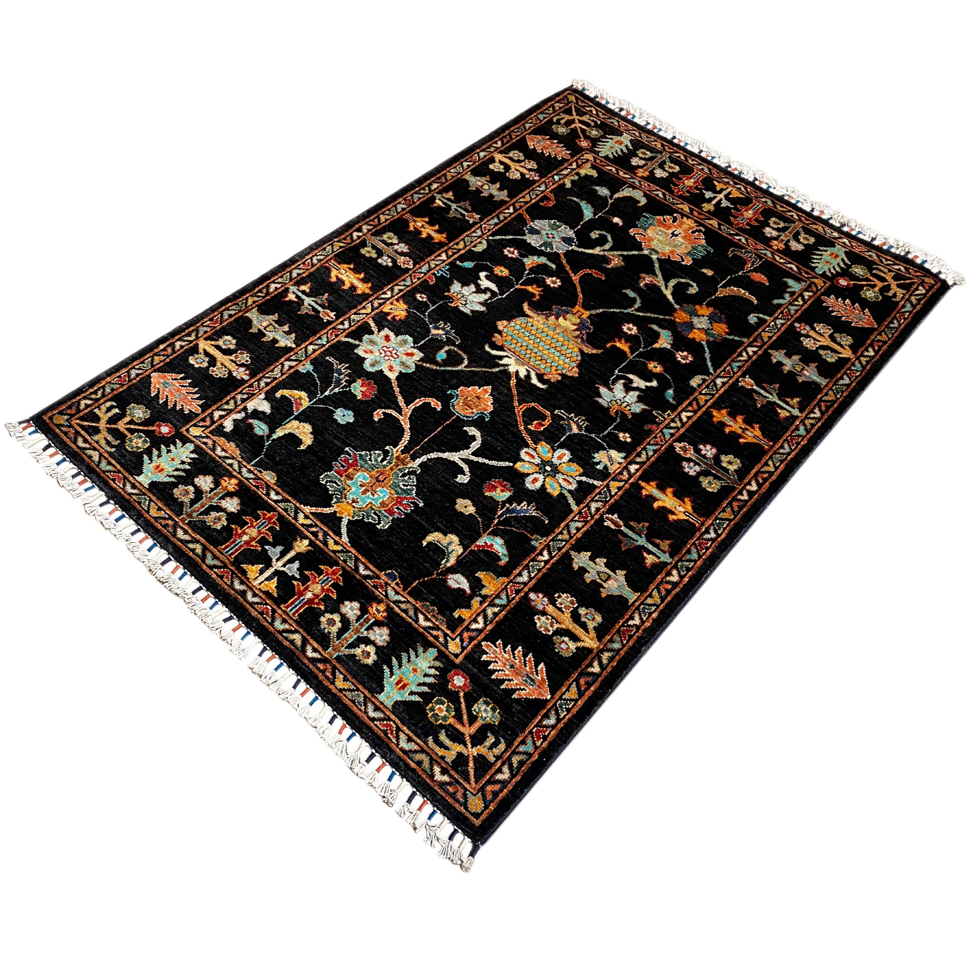 Schwarzer Khorjin Teppich 143x96 cm - German Carpet Shop