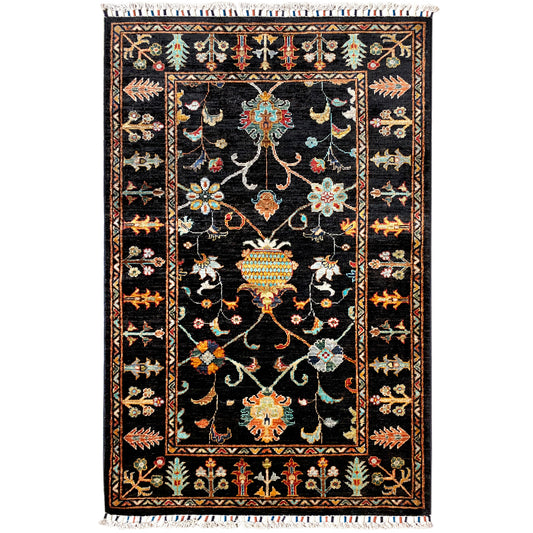 Schwarzer Khorjin Teppich 143x96 cm - German Carpet Shop