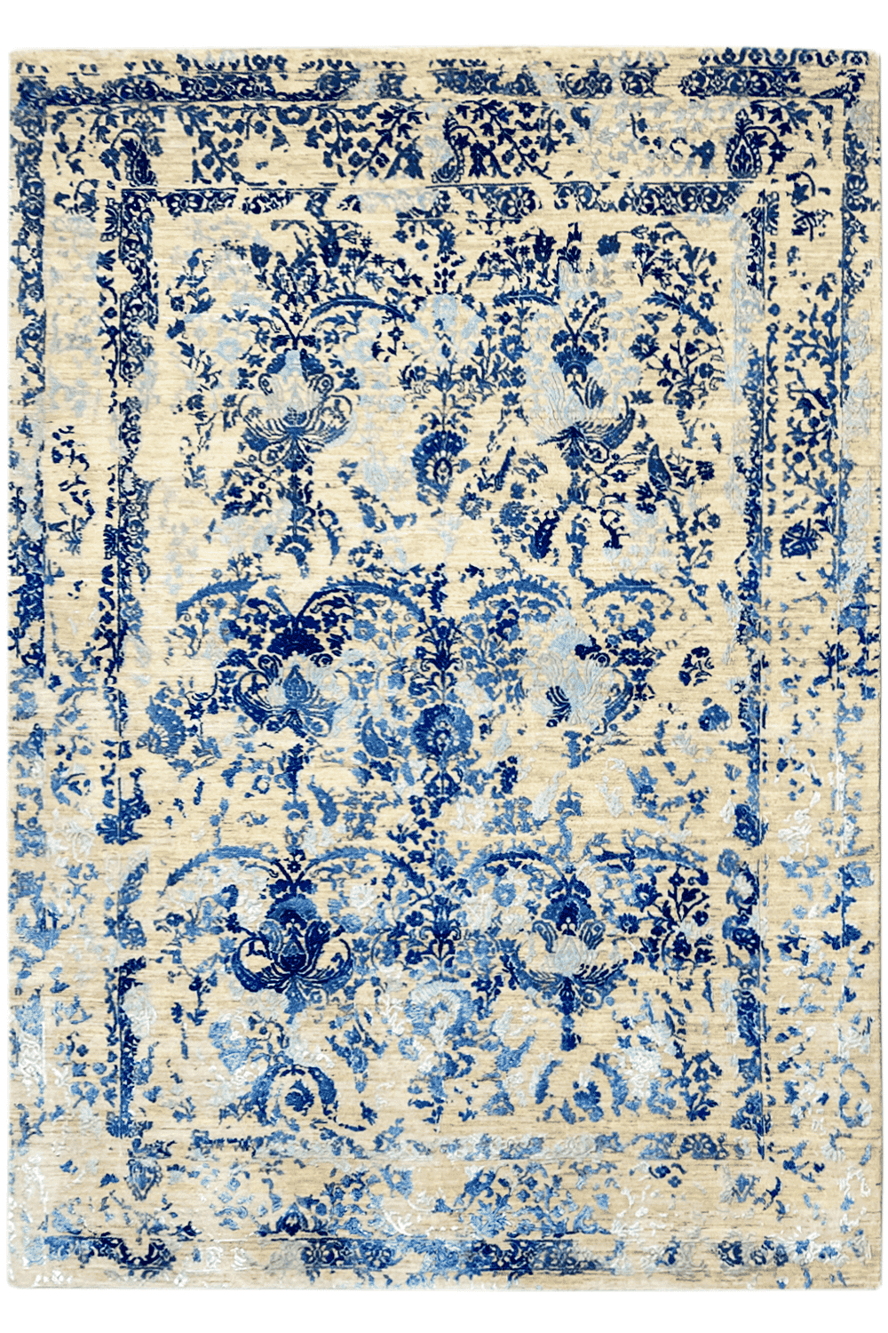 Moderner Designer-Teppich – Indisches Blumenmuster – 245x179 cm (8x5.9ft) - German Carpet Shop