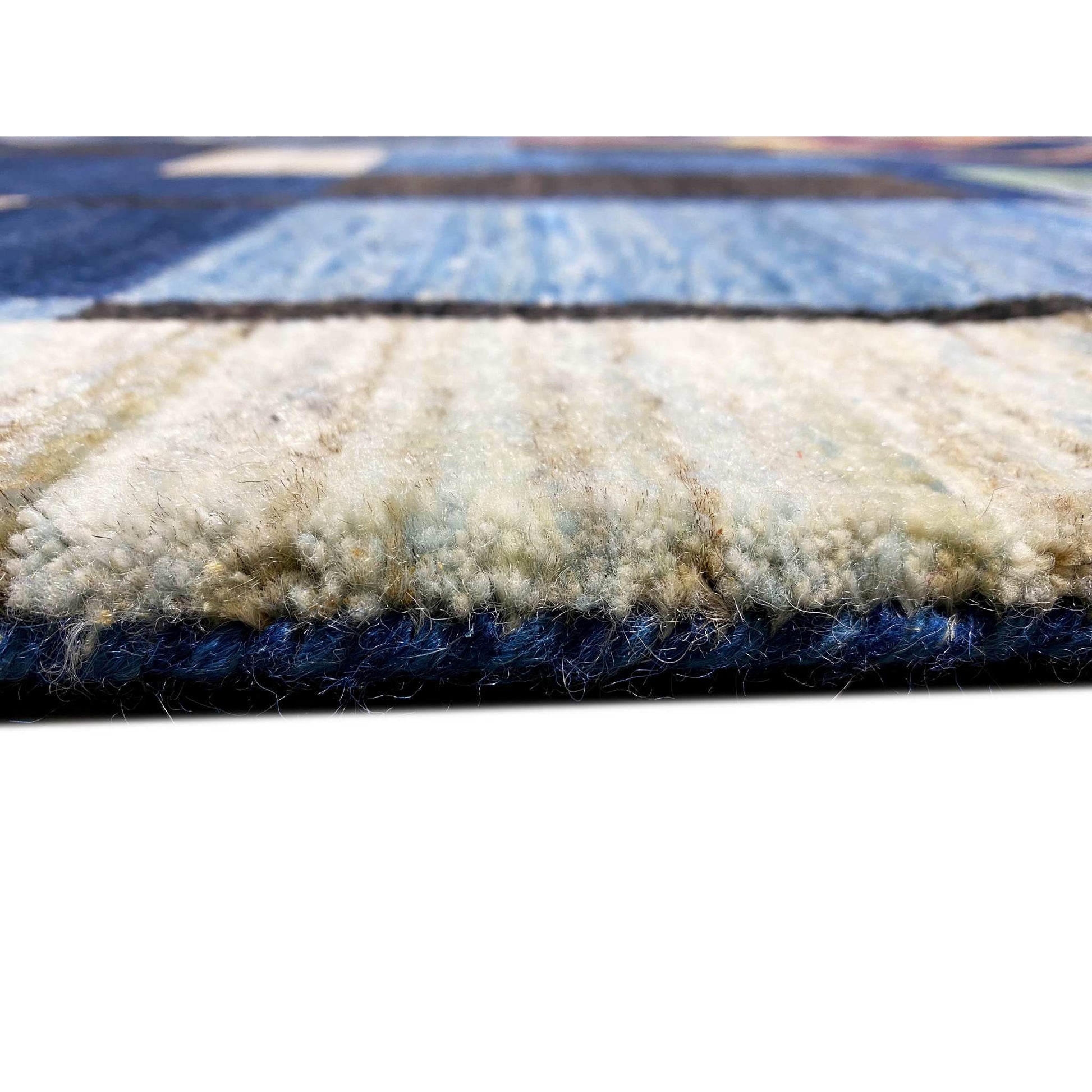 Handgeknüpfter Gabbeh Teppich in Blau, 243x172 cm - German Carpet Shop