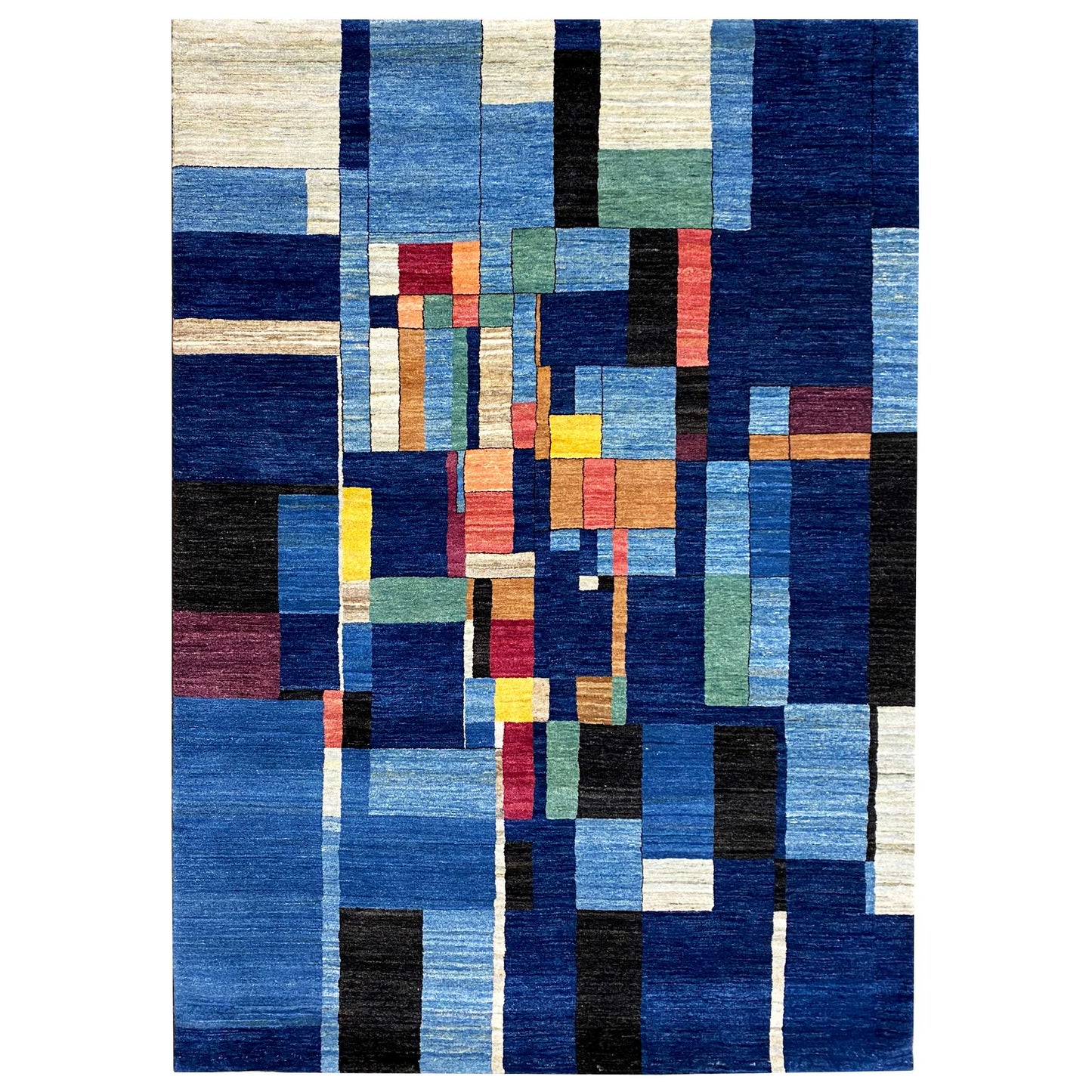 Handgeknüpfter Gabbeh Teppich in Blau, 243x172 cm - German Carpet Shop