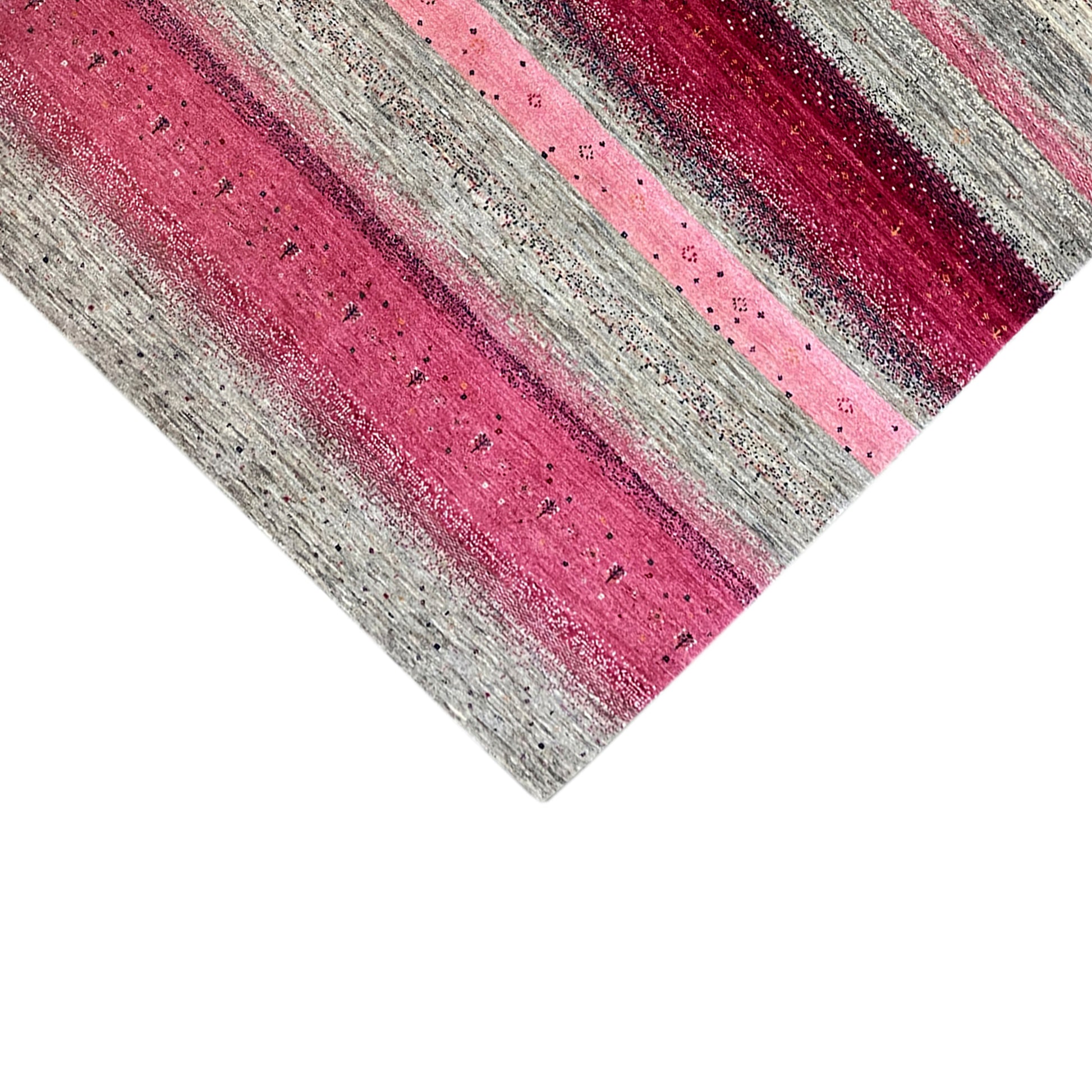 Gabbeh Exklusiver Teppich Rosa/Grau 300x200 cm - German Carpet Shop