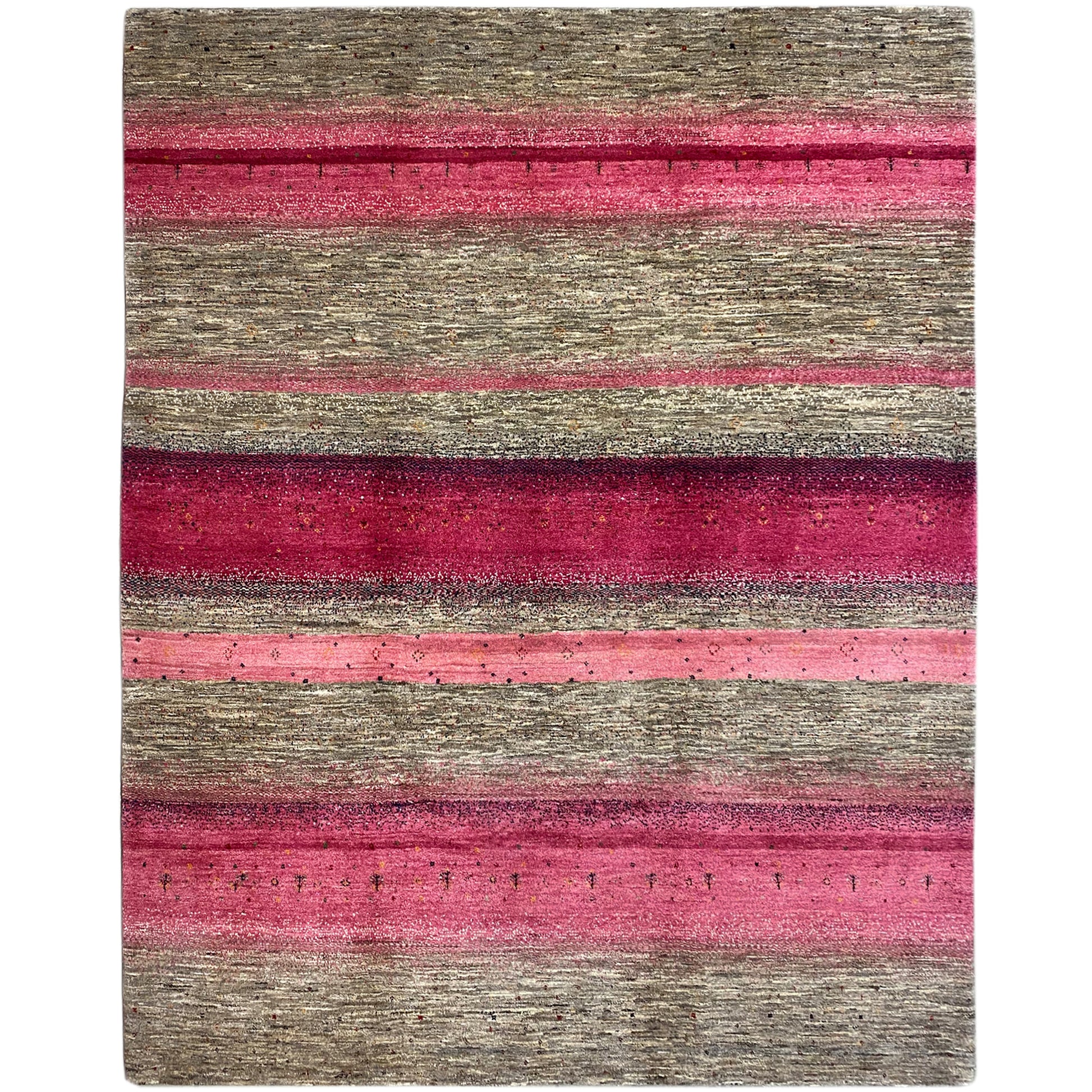 Gabbeh Exklusiver Teppich Rosa/Grau 298x251 cm - German Carpet Shop