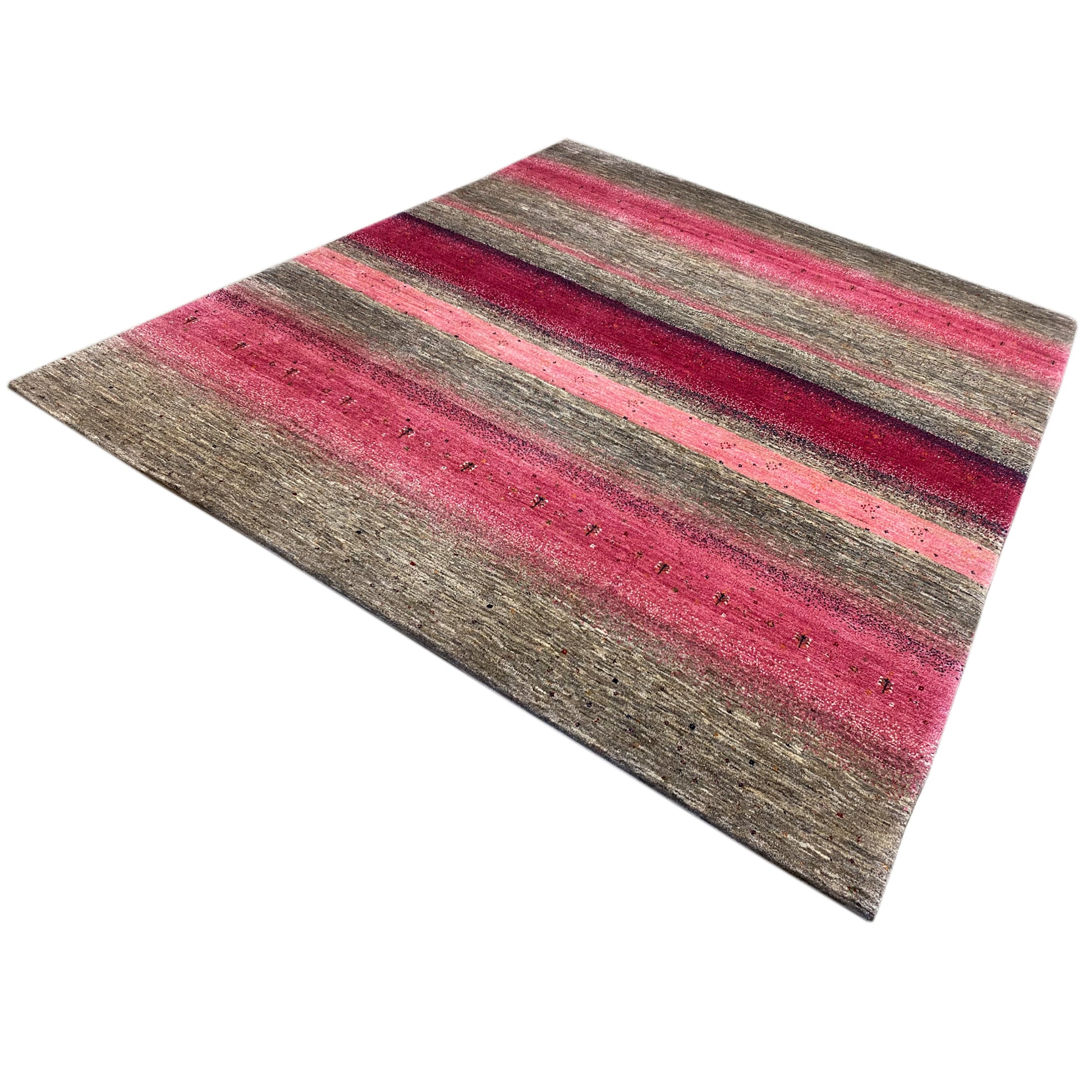 Gabbeh Exklusiver Teppich Rosa/Grau 297x251 cm - German Carpet Shop