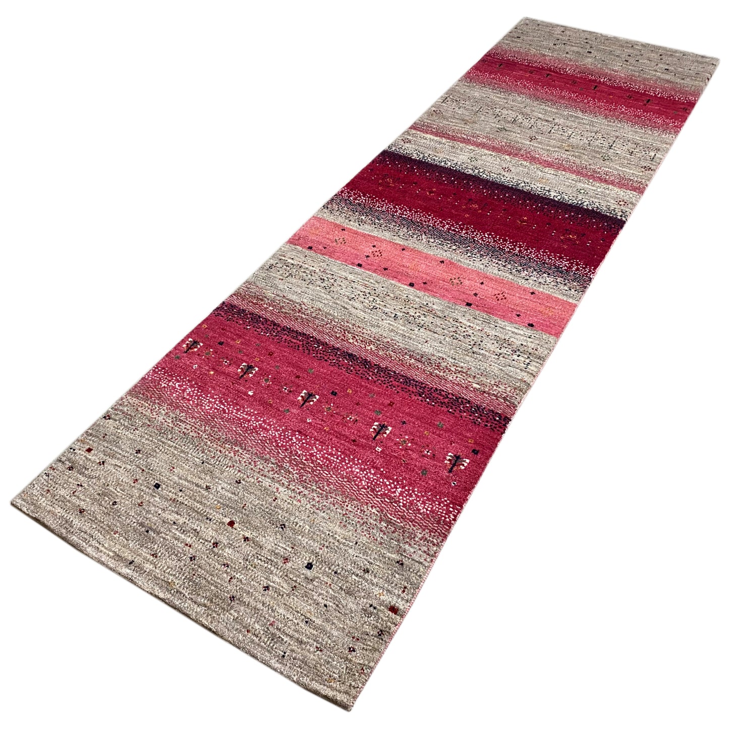 Rosa Gabbeh Teppich Läufer 298x80 cm - German Carpet Shop