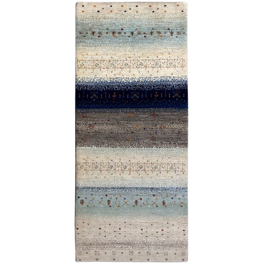 Blauer Gabbeh Teppich Läufer 198x82 cm - German Carpet Shop