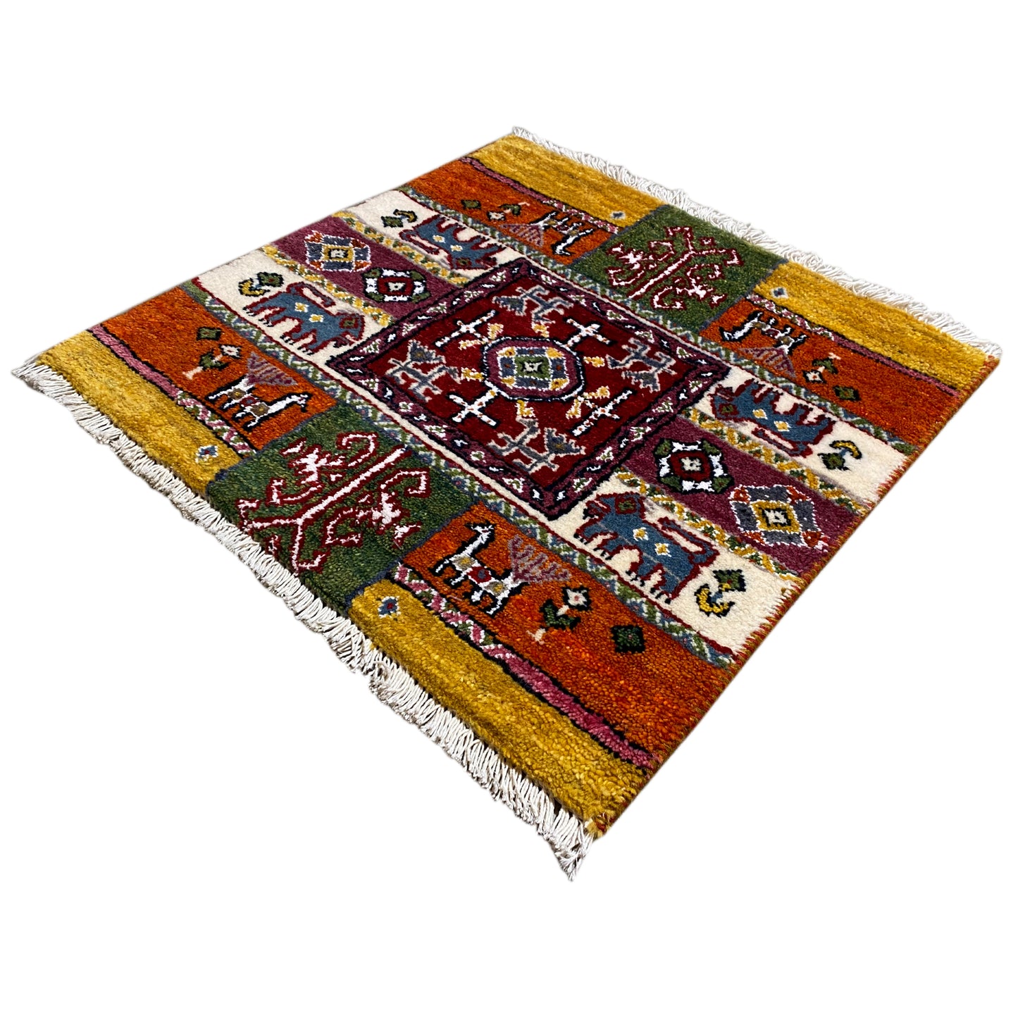 Bunter Gabbeh Teppich Lori 58x57 cm - German Carpet Shop