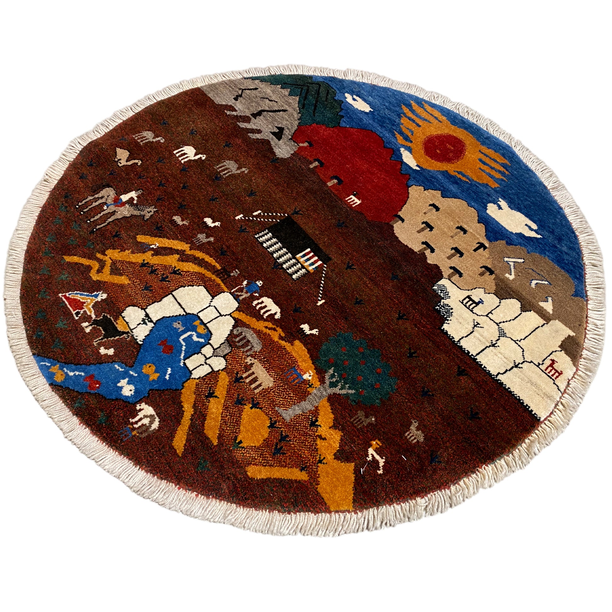 Gabbeh Teppich Braun, 107x107 cm - German Carpet Shop