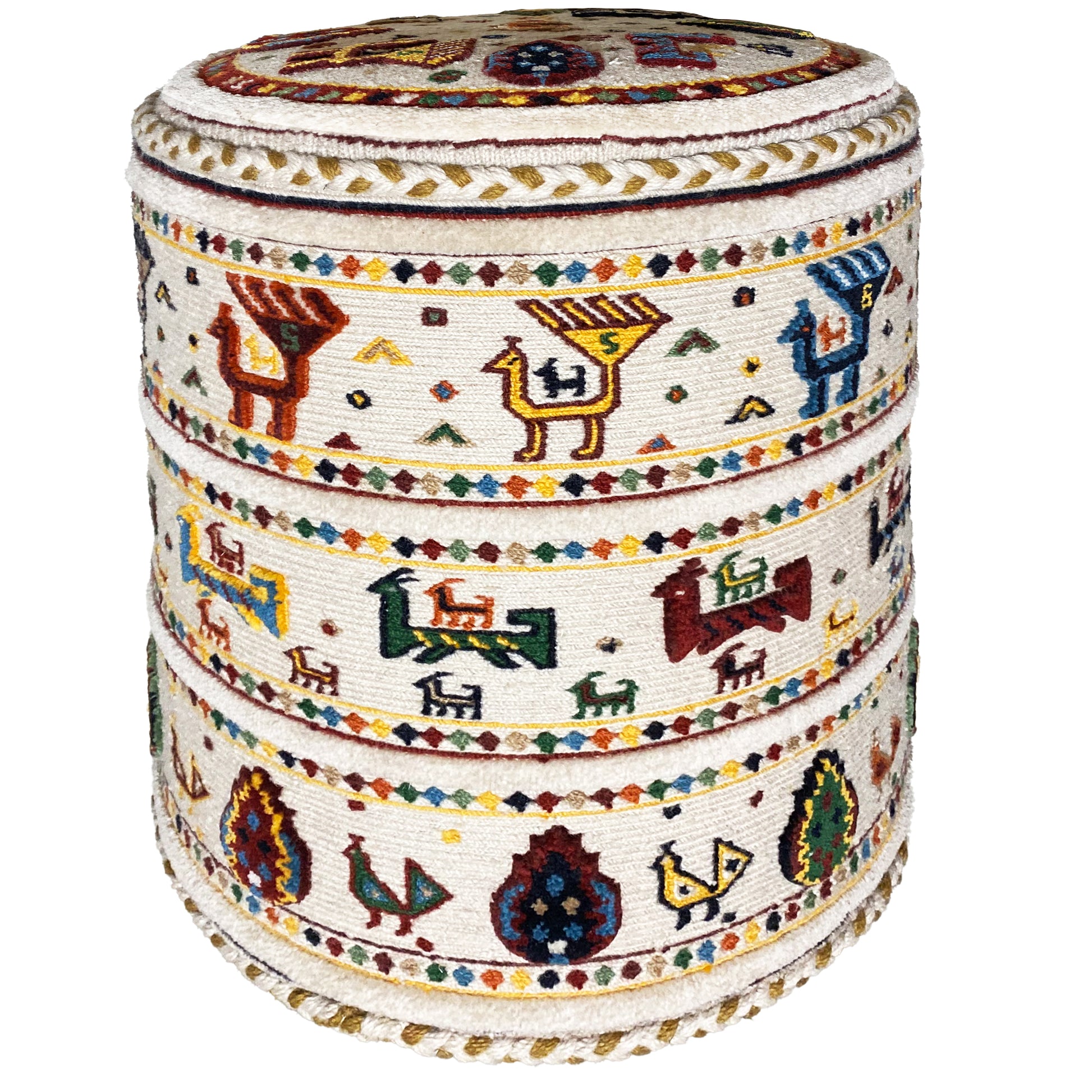 Tribal Design Wollhocker aus Iran