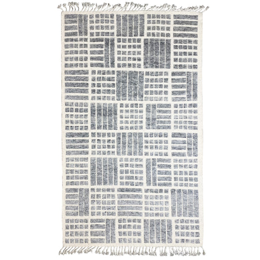 Grauer Berber-Wollteppich, 256x160 cm - Geometrisches Muster - German Carpet Shop