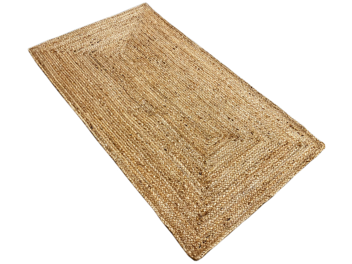 Jute-Teppich rechteckig, diagonal gelegt, naturfarbenes Garn mit feiner Struktur