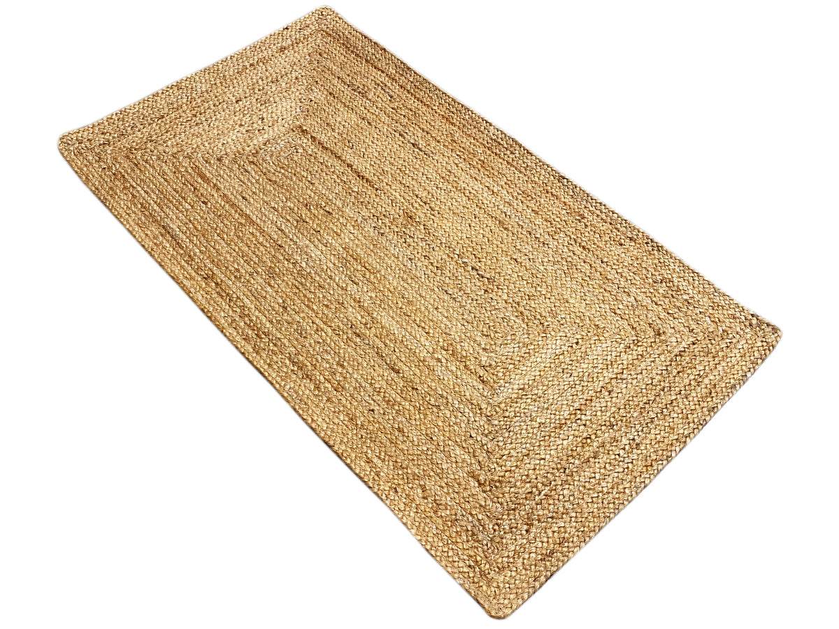 Jute Teppich in Beige, rechteckig, flachgewebt mit feiner Textur, 60x110 cm