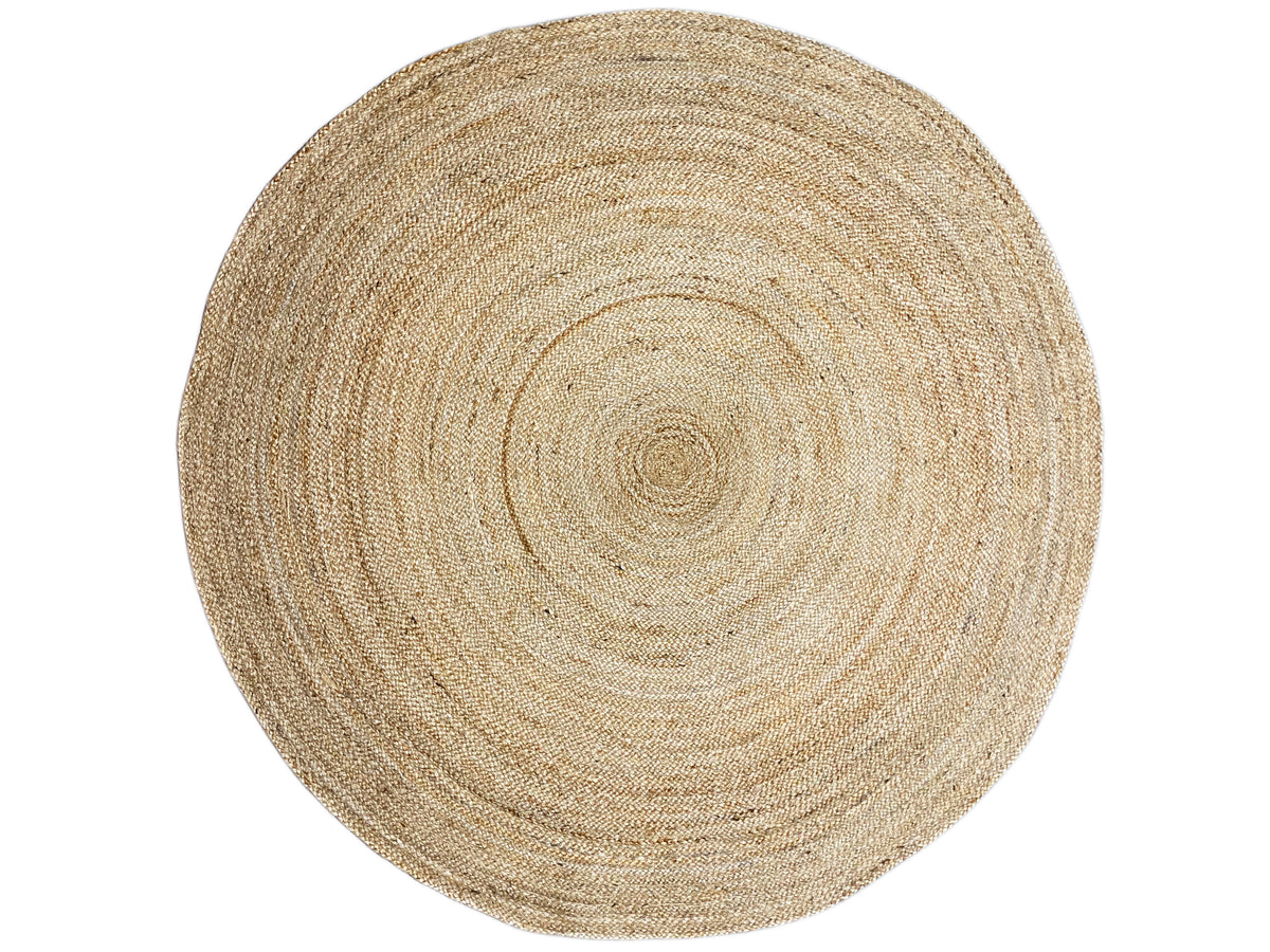 Jute-Teppich rund aus Jute, Naturton, gleichmäßiges Spiral-Design