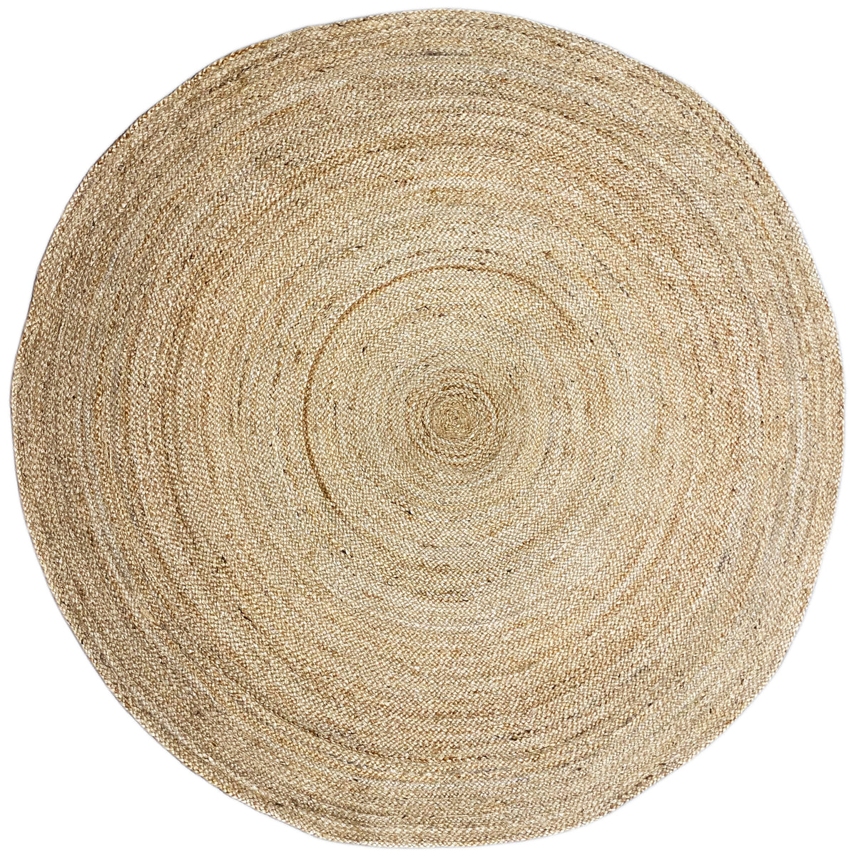 Jute-Teppich rund, naturfarben, mit spiralförmigem Muster