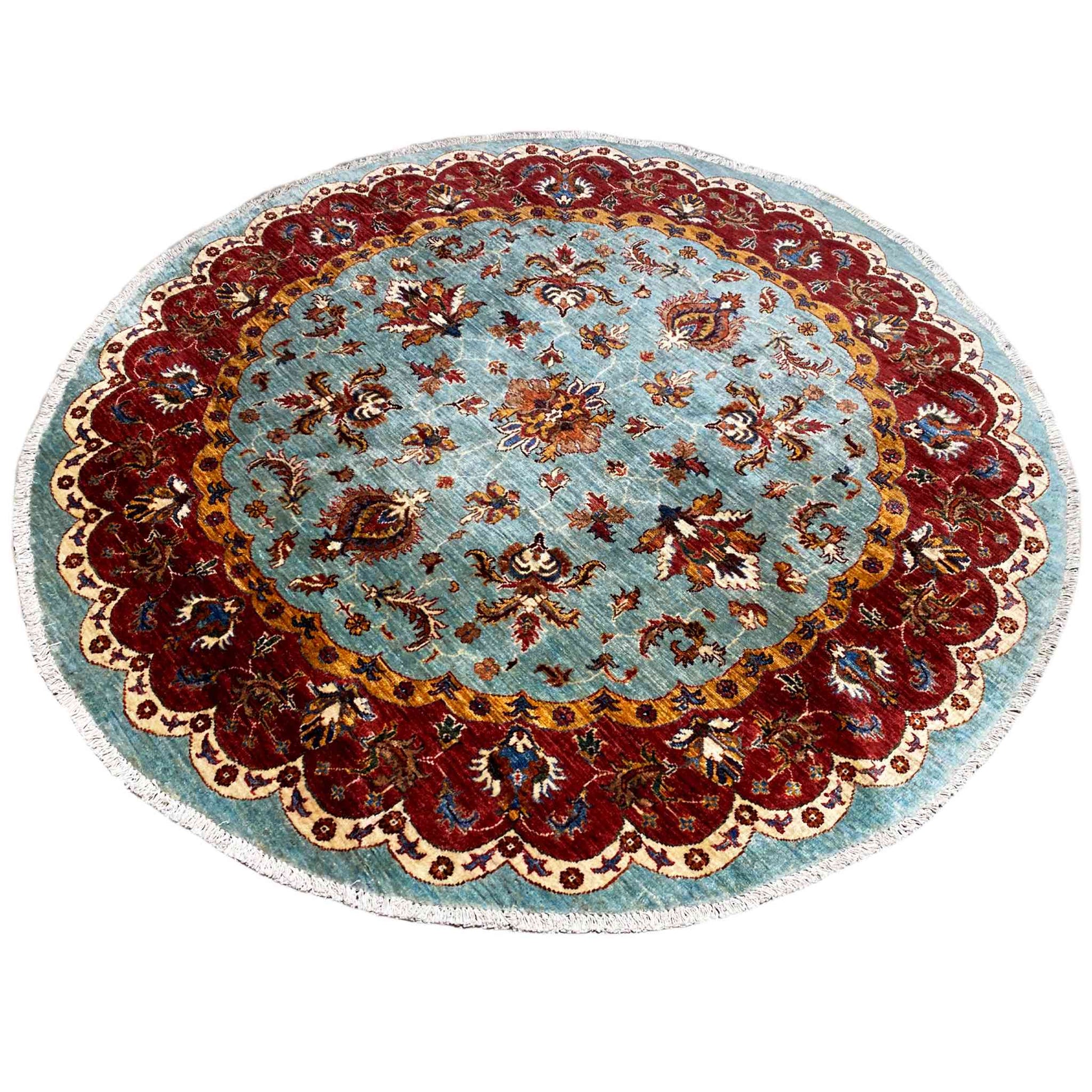 Khorjin-Teppich, Blau & Rot, 174x174 cm - German Carpet Shop