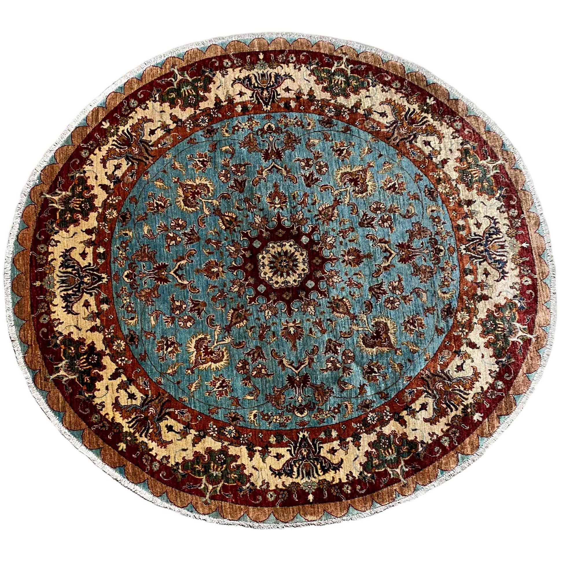 Runder Khorjin-Wollteppich, 202x197 cm - German Carpet Shop