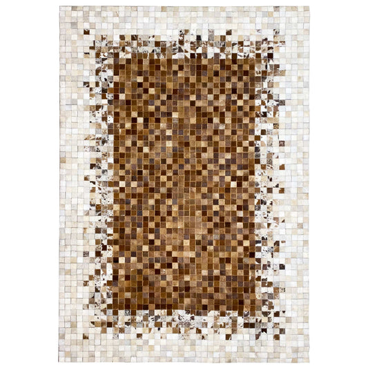 Kalbsleder Teppich 232x161 cm - Braunes Mosaik - German Carpet Shop