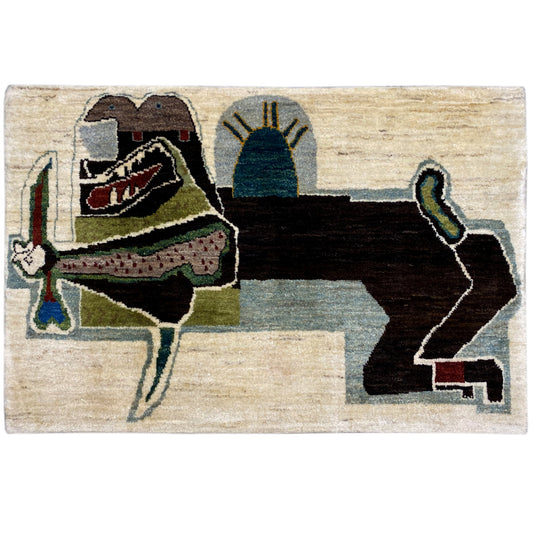 Löwen Gabbeh Teppich 117x80 cm - German Carpet Shop