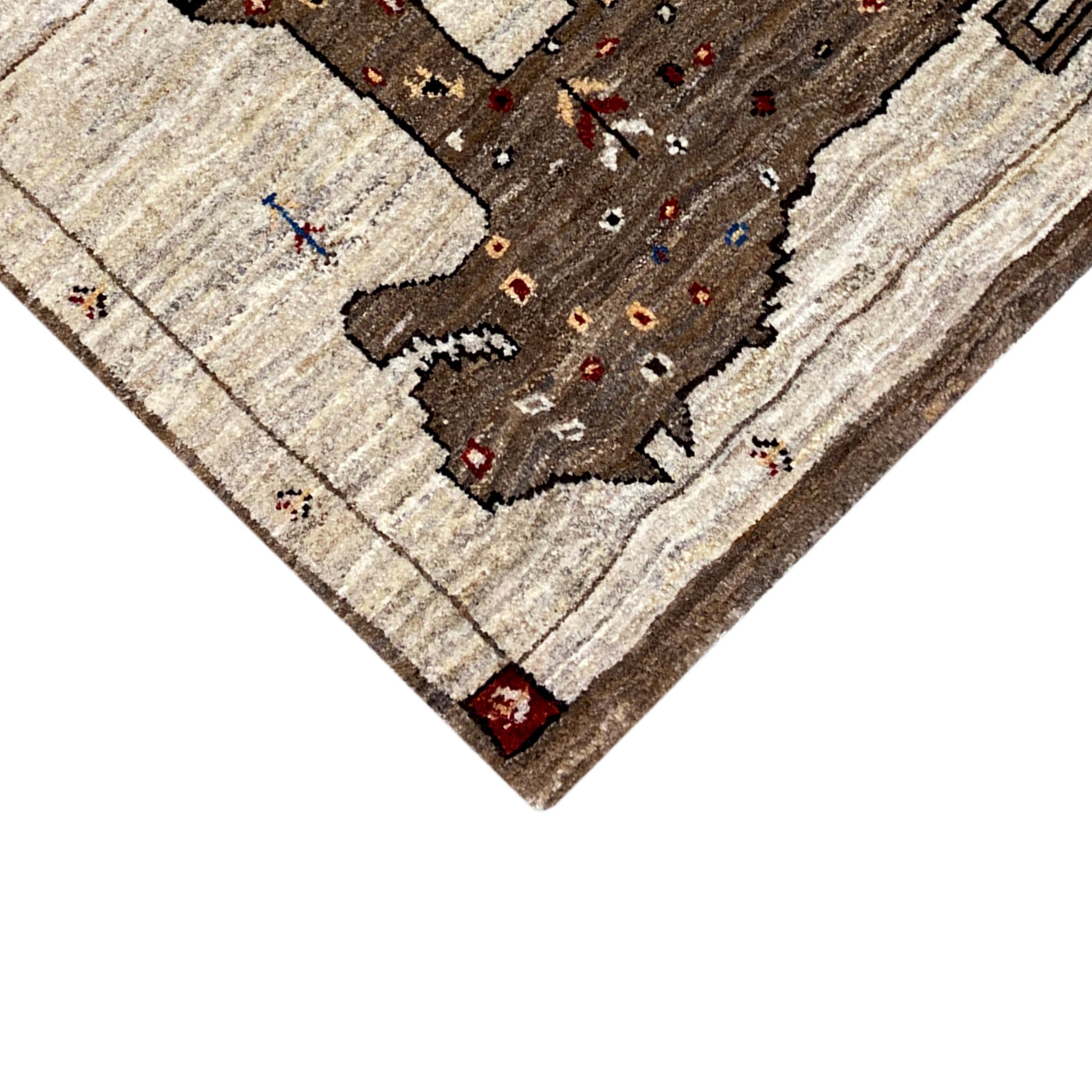 Brauner Gabbeh Teppich Löwe 85x58 cm - German Carpet Shop