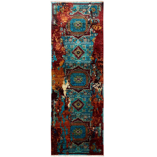 Mamluk Läufer Teppich, Türkis/Mehrfarbig, 252x80 cm - German Carpet Shop