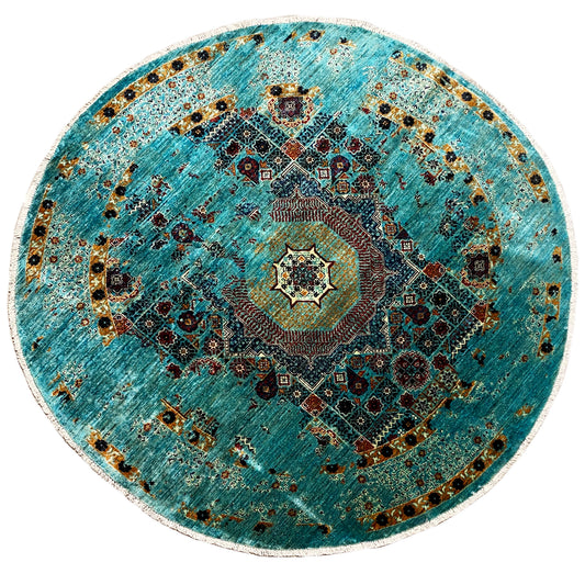 Handgeknüpfter runder Mamluk Teppich 200x198 cm - German Carpet Shop