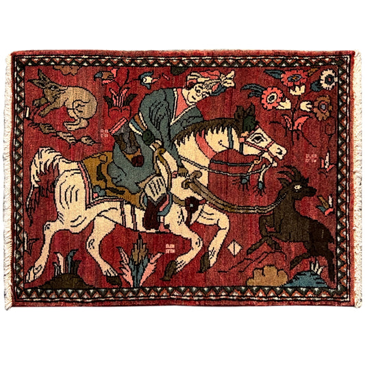 Poshti Teppich Hamedan Rot, 83x61cm - Premium Poshti Teppich from German Carpet Shop - Just €149! Shop now at German Carpet Shop