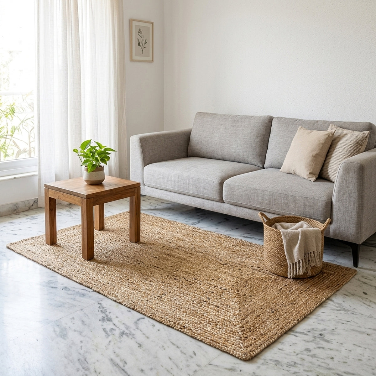 Jute-Teppich 70x130 cm, rechteckig, naturfarben