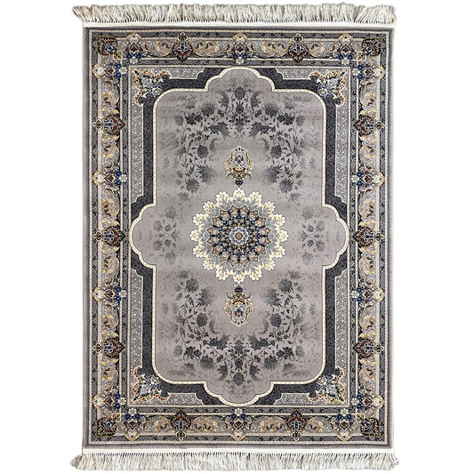 Orientteppich Polypropylen Medaillon Grau Beige 160x230 Wohnzimmer