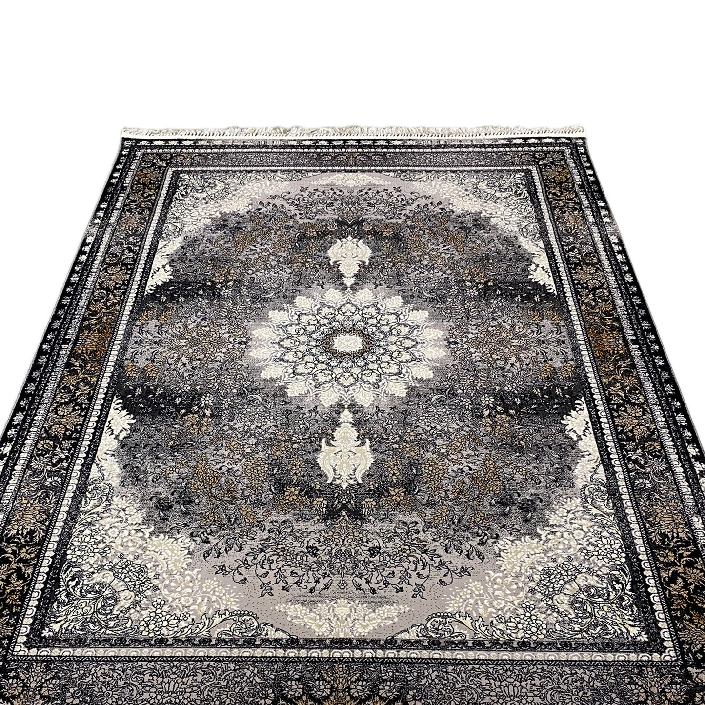 Gewebte teppich, deutscher Stil, Polypropylen, 160x230 Größe, traditionelles graues Muster.