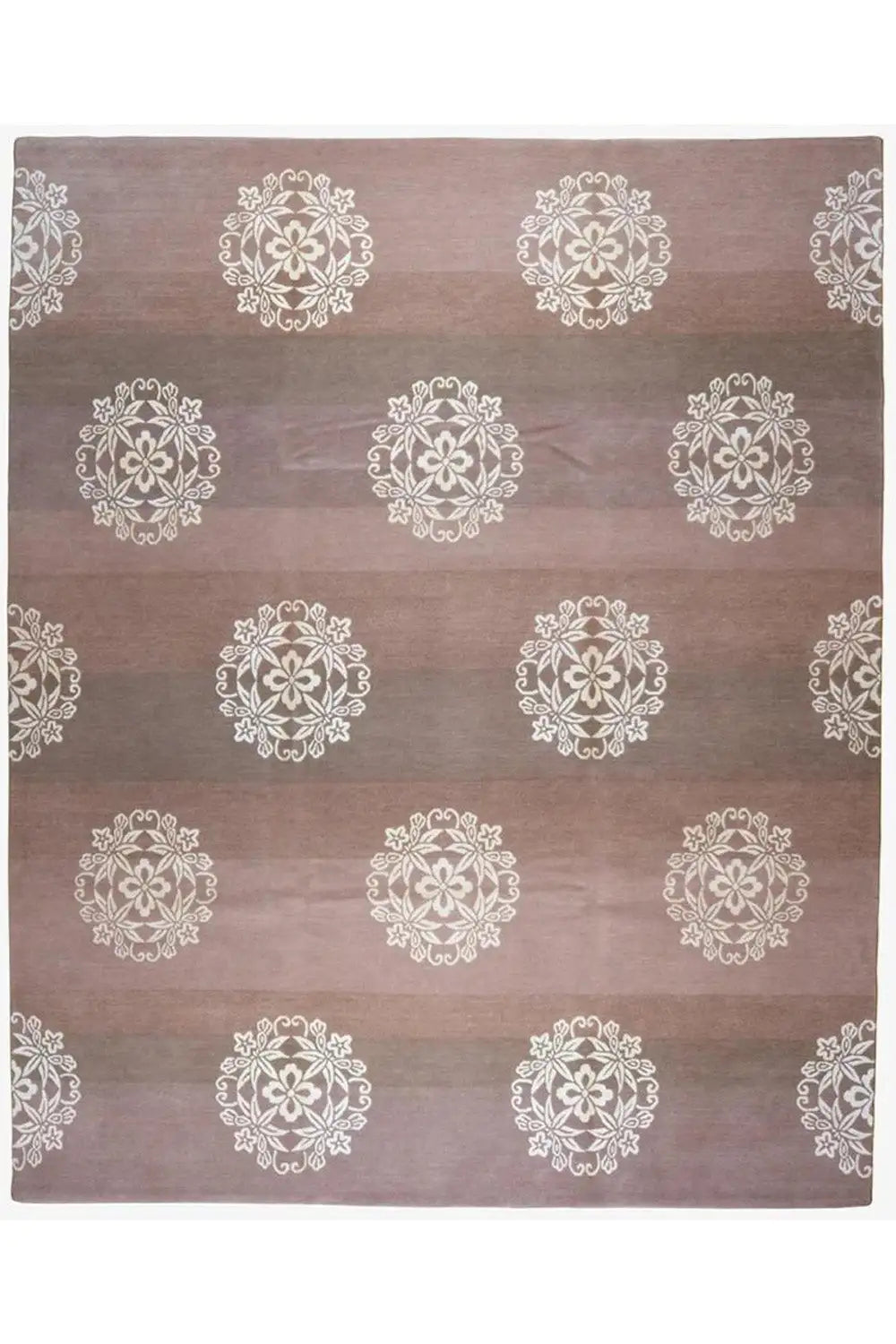 Designer-Teppich in Braun mit cremefarbenem Mandala-Muster