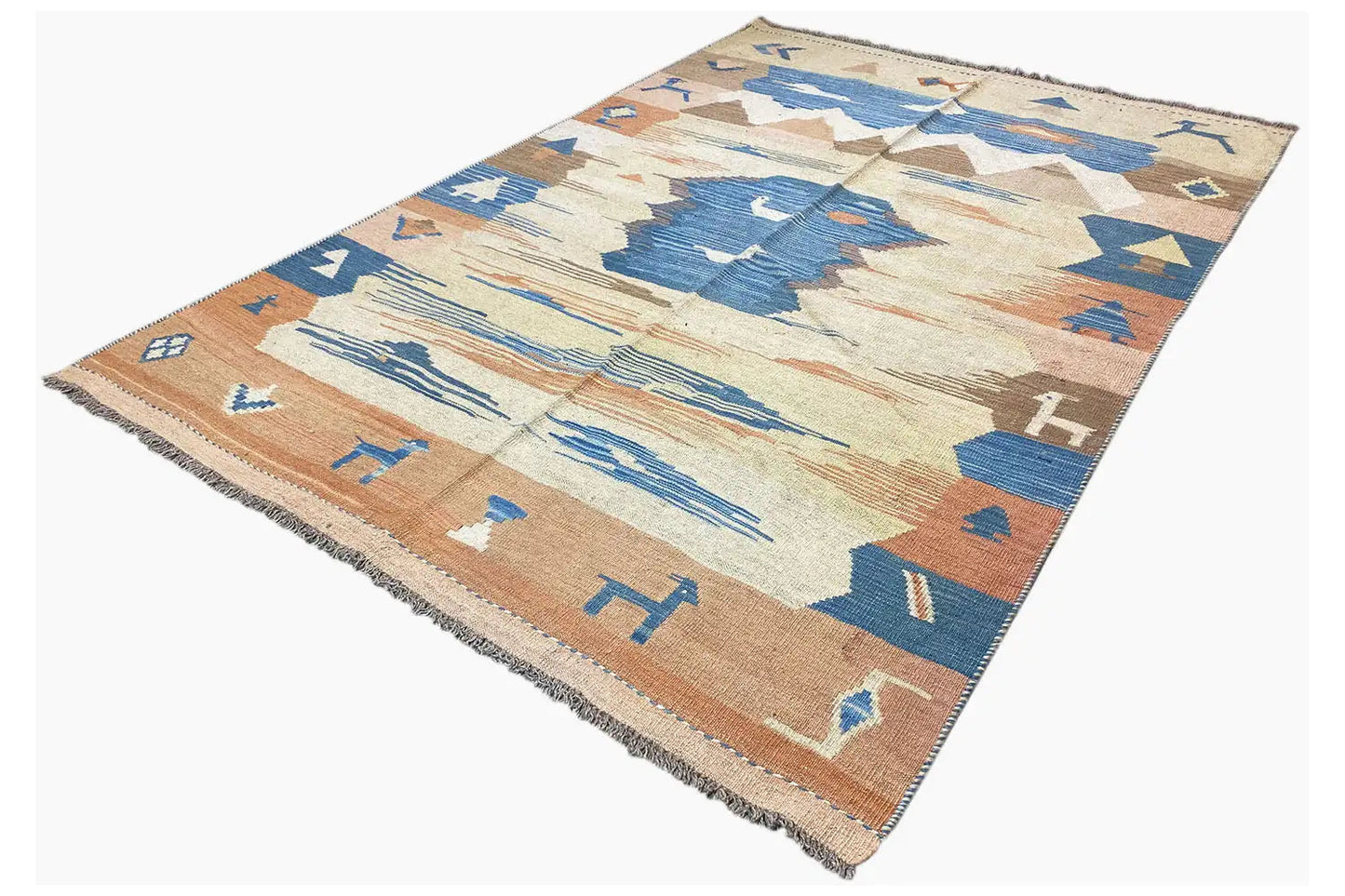 Kilim Qashqai - 804915 (214x146 cm) - Premium Kelim from German Carpet Shop - Just €439! Shop now at German Carpet Shop