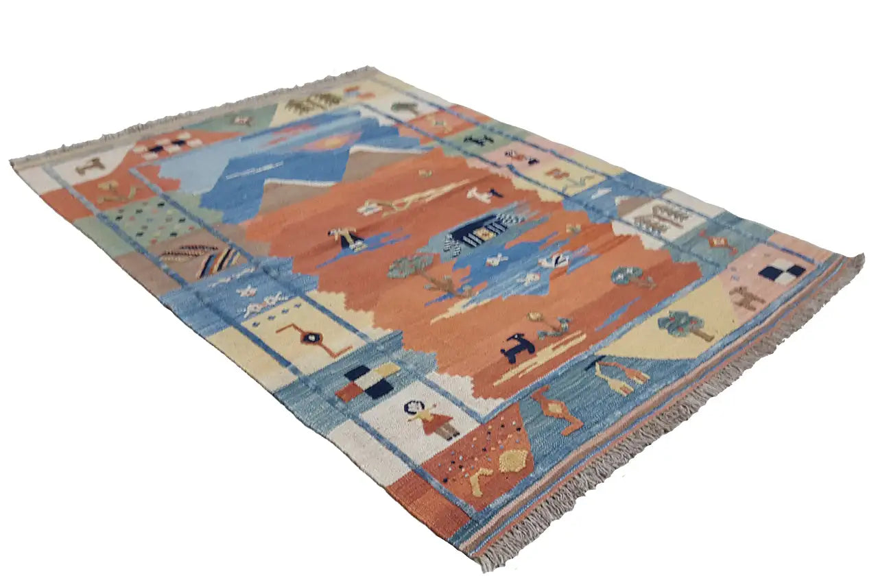 Kilim Qashqai - 800590 (148x107 cm) - Premium Kelim from German Carpet Shop - Just €249! Shop now at German Carpet Shop
