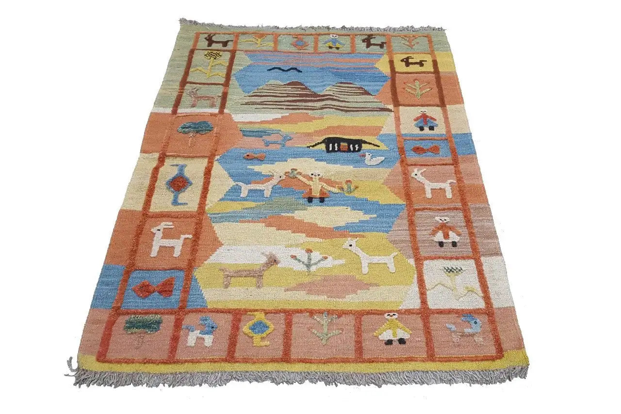 Kilim Qashqai - 800597 (120x86 cm) - Premium Kelim from German Carpet Shop - Just €149! Shop now at German Carpet Shop