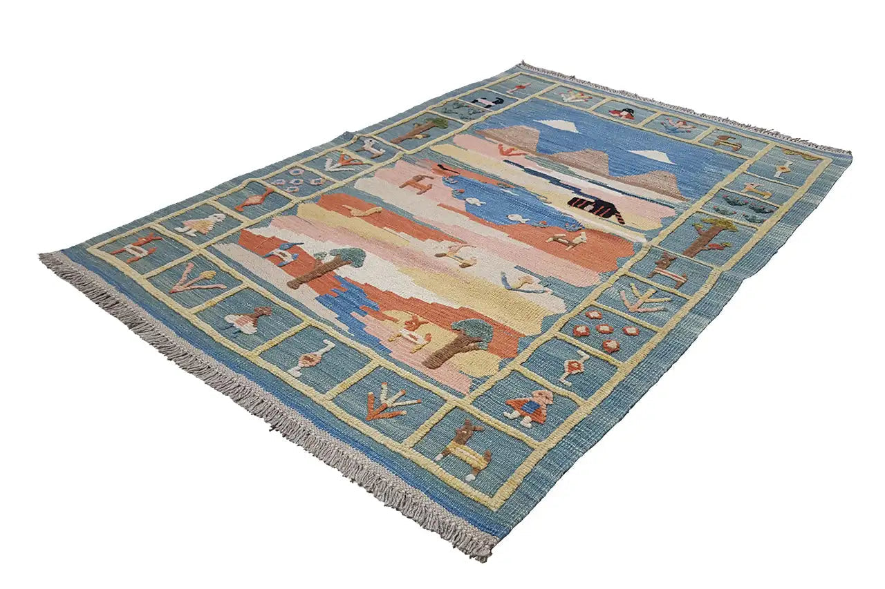 Kilim Qashqai - 800601 (148x104 cm) - Premium Kelim from German Carpet Shop - Just €229! Shop now at German Carpet Shop