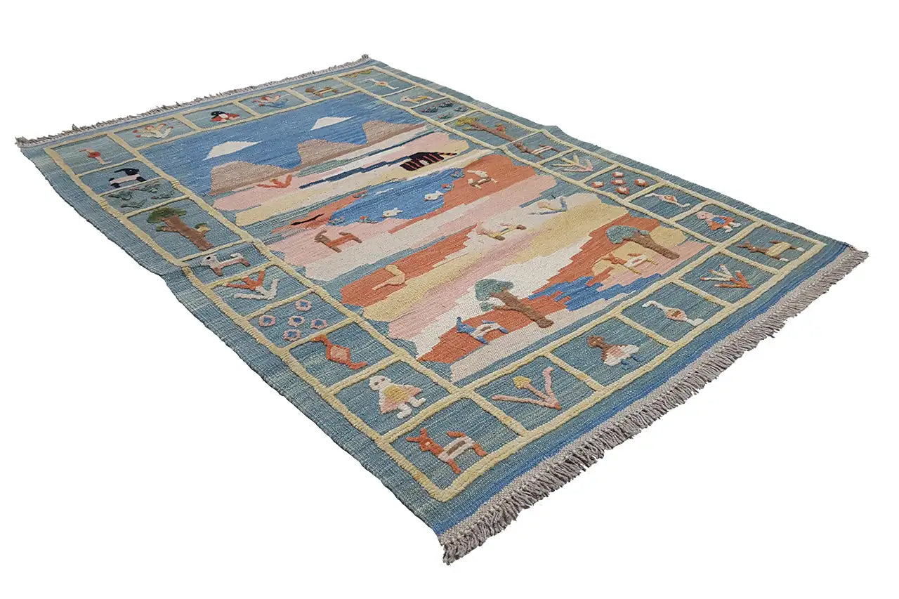 Kilim Qashqai - 800601 (148x104 cm) - Premium Kelim from German Carpet Shop - Just €229! Shop now at German Carpet Shop