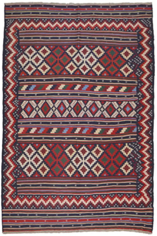 Kilim Sirjan - 905430 (220x151 cm) - Premium Kelim from German Carpet Shop - Just €349! Shop now at German Carpet Shop