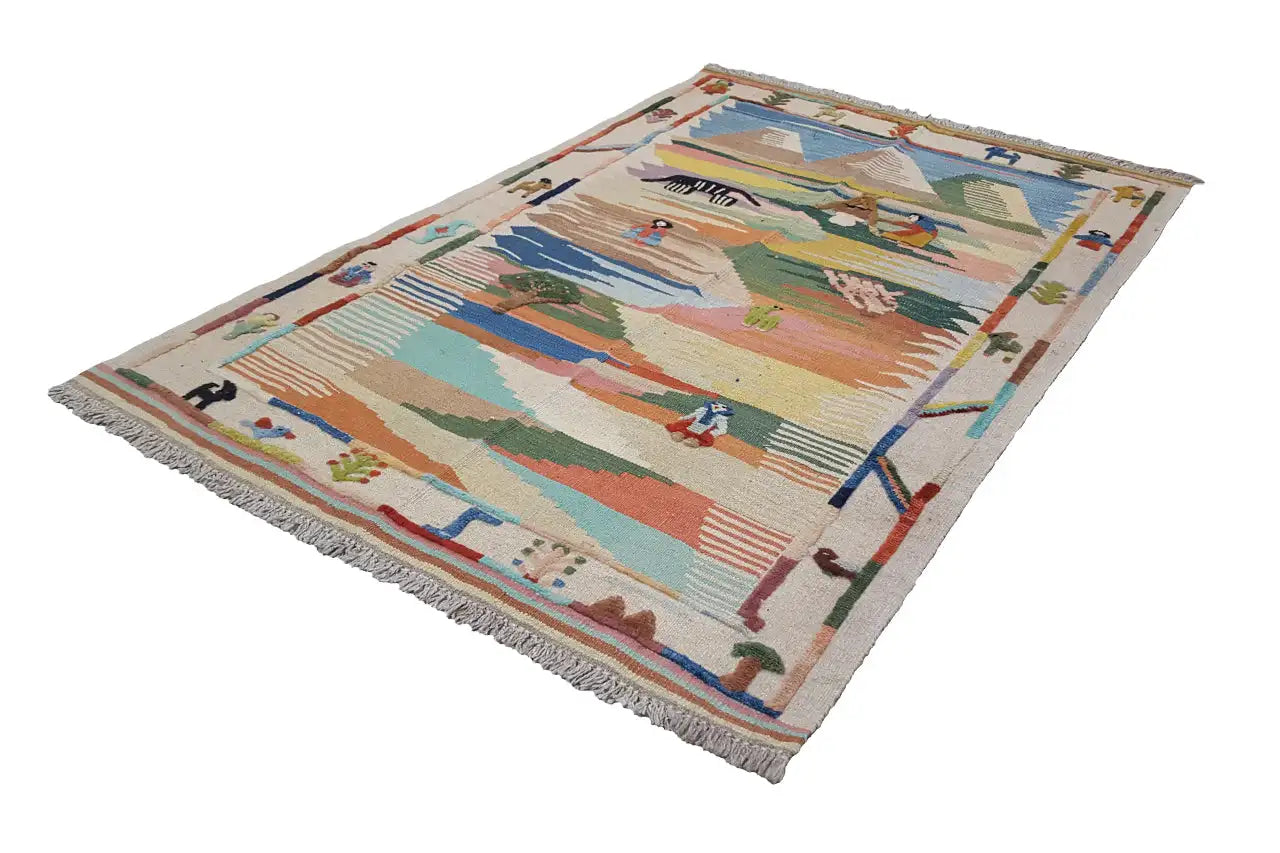 Kilim Qashqai - 301893 (151x104 cm) - Premium Kelim from German Carpet Shop - Just €235! Shop now at German Carpet Shop