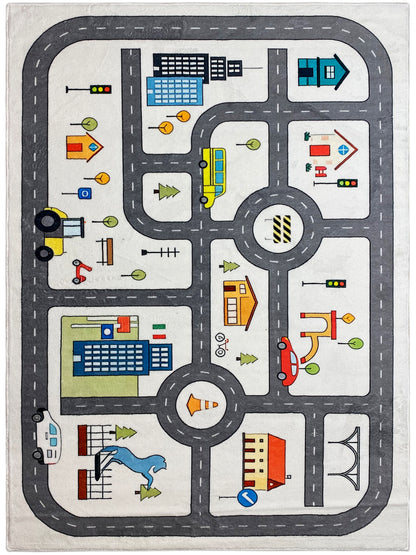Kinderteppich „Straße“, grau, 140x200 cm