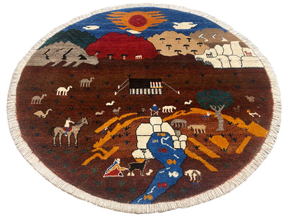 Gabbeh Teppich Braun, 107x107 cm