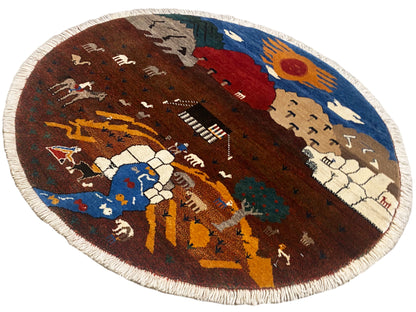 Gabbeh Teppich Braun, 107x107 cm
