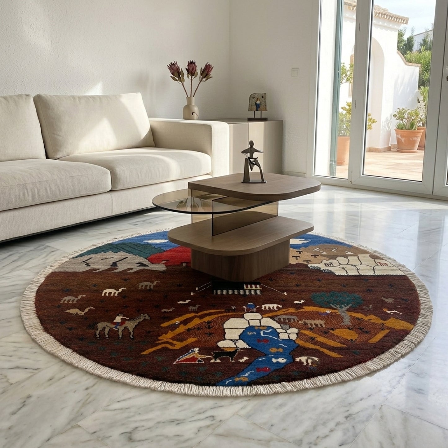 Gabbeh Teppich Braun, 107x107 cm