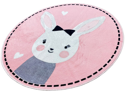 Runder Kinderteppich Hase, 100 cm