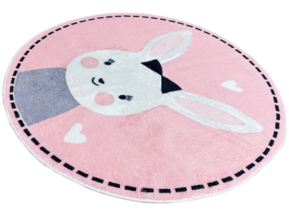 Runder Kinderteppich Hase, 100 cm