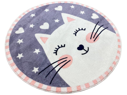Runder Kinderteppich Katze, 100 cm