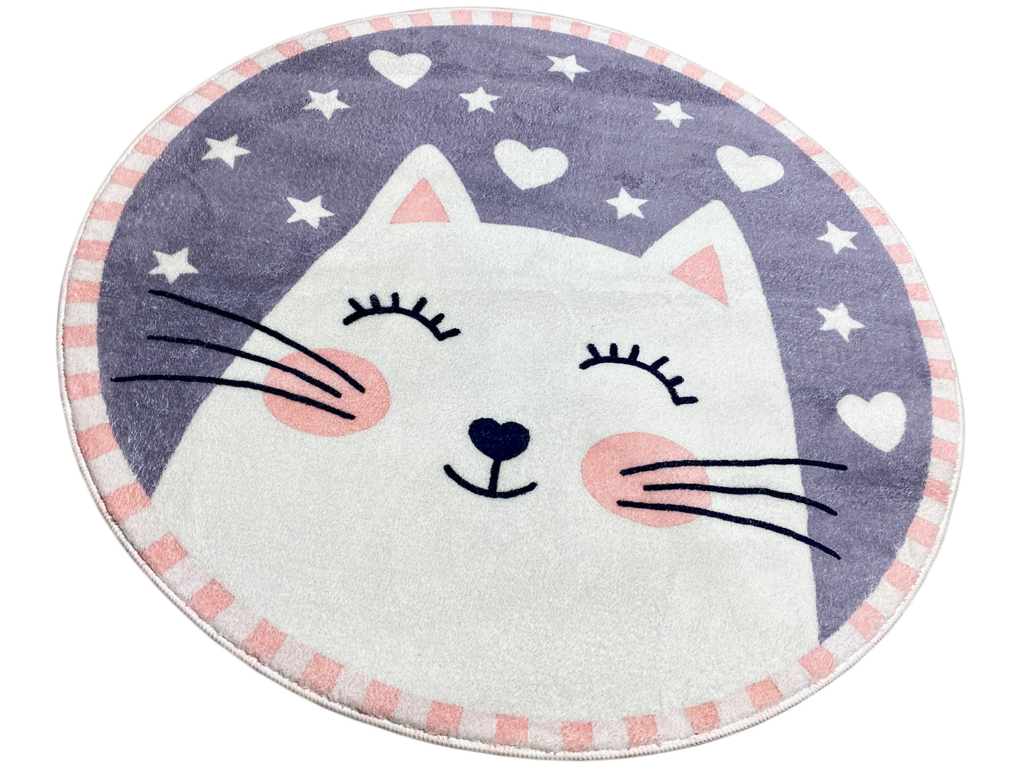 Runder Kinderteppich Katze, 100 cm
