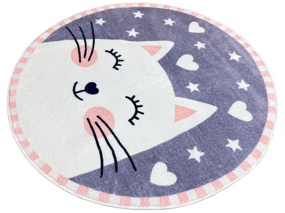Runder Kinderteppich Katze, 100 cm