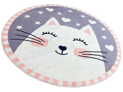 Runder Kinderteppich Katze, 160 cm