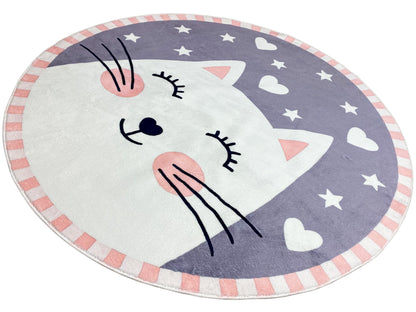 Runder Kinderteppich Katze, 160 cm